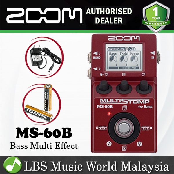 Zoom MS60B Multistomp Bass Guitar Multi Effects Pedal With Adapter