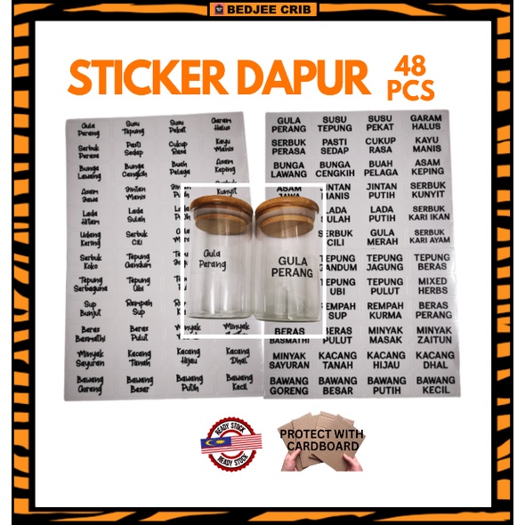 Sticker Dapur Waterproof Sticker Label Rempah Ratus Rumah Laundry Home Cleaning Spices Kitchen