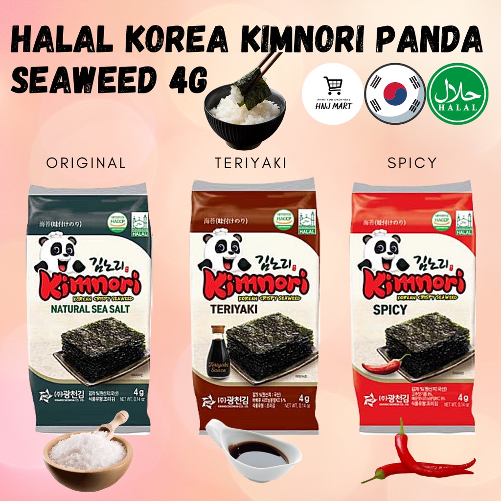 Halal Korea Kimnori Seaweed 4g Original / Teriyaki / Spicy Halal