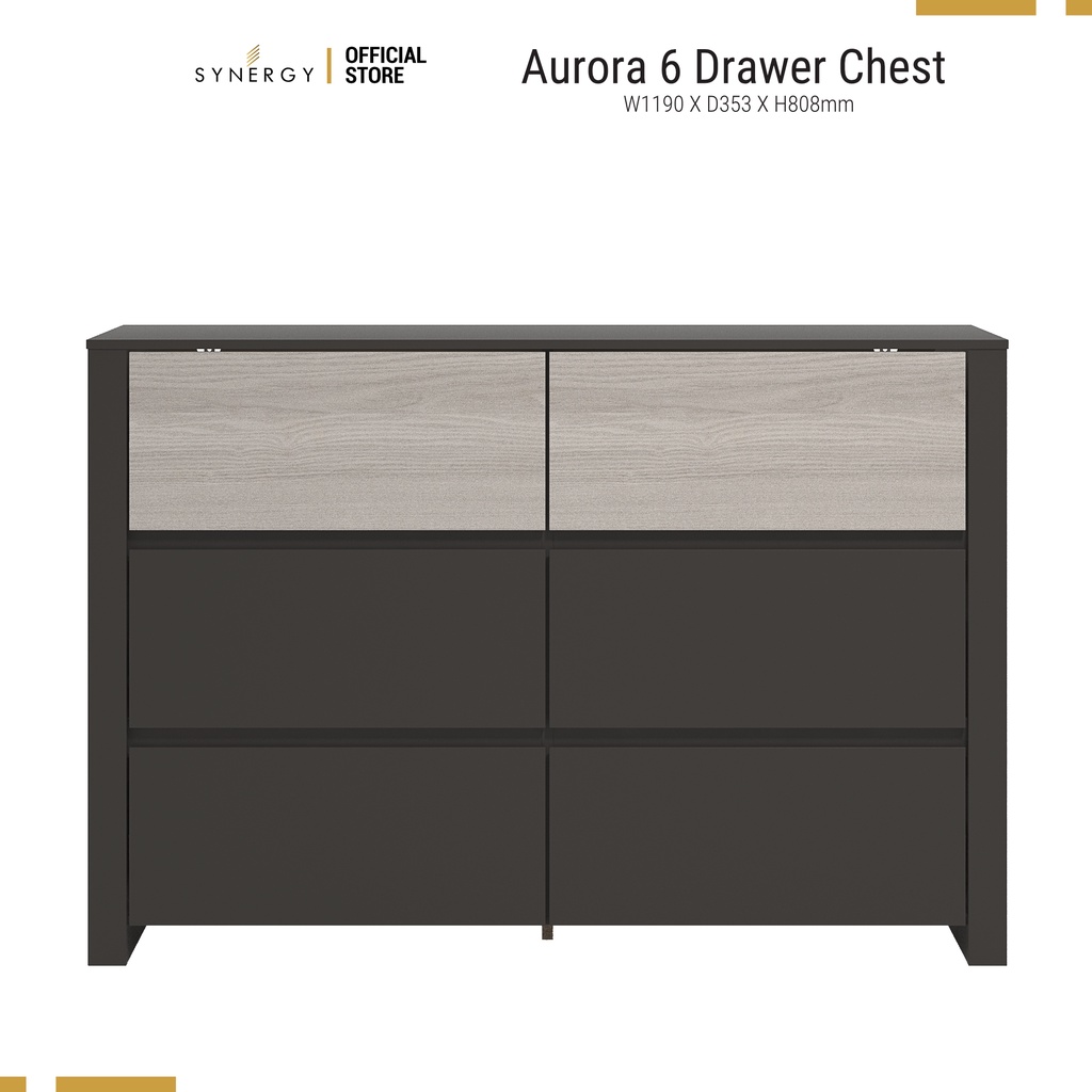Aurora Collection Chest Drawer Storage 6 Drawer Chest