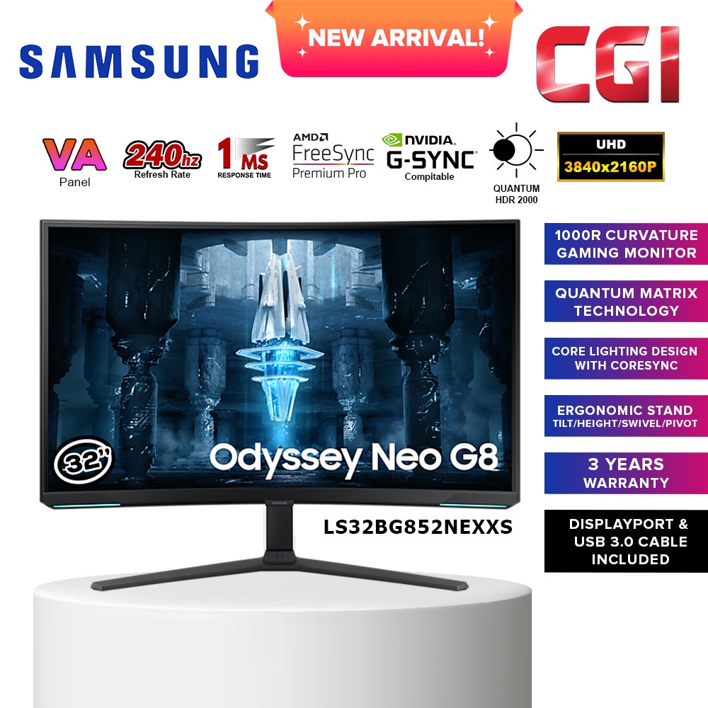 Samsung 32" Odyssey Neo G8 LS32BG852NEXXS 4K UHD 240Hz 1ms Freesync ...