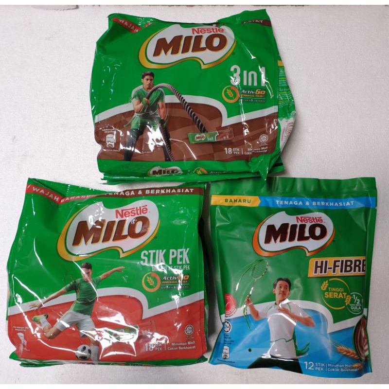 Nestle Milo 3 in 1 ActivGo (18s x 33g) / milo kosong (18s x 30g) / hi