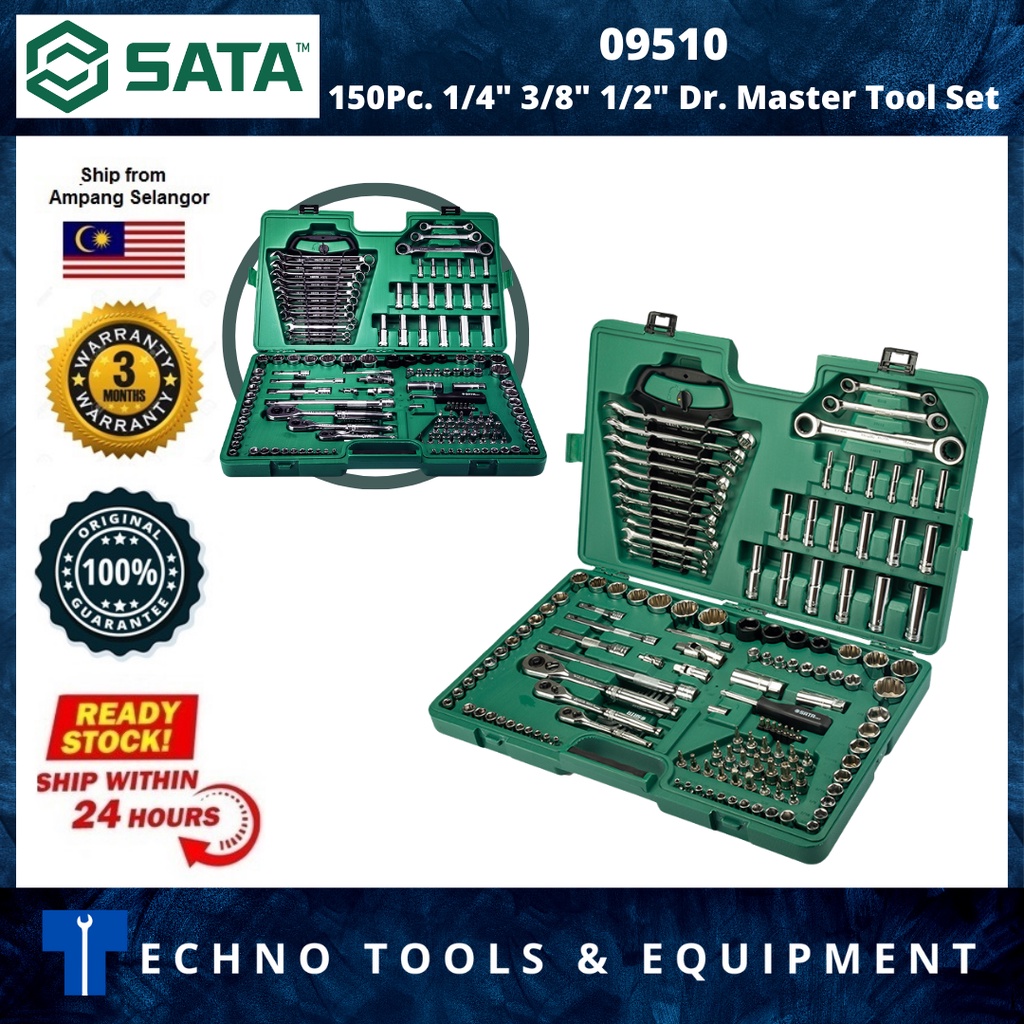 SATA 09510 150PC 1/4X3/8X1/2' DR. Socket Set Wrench Set New