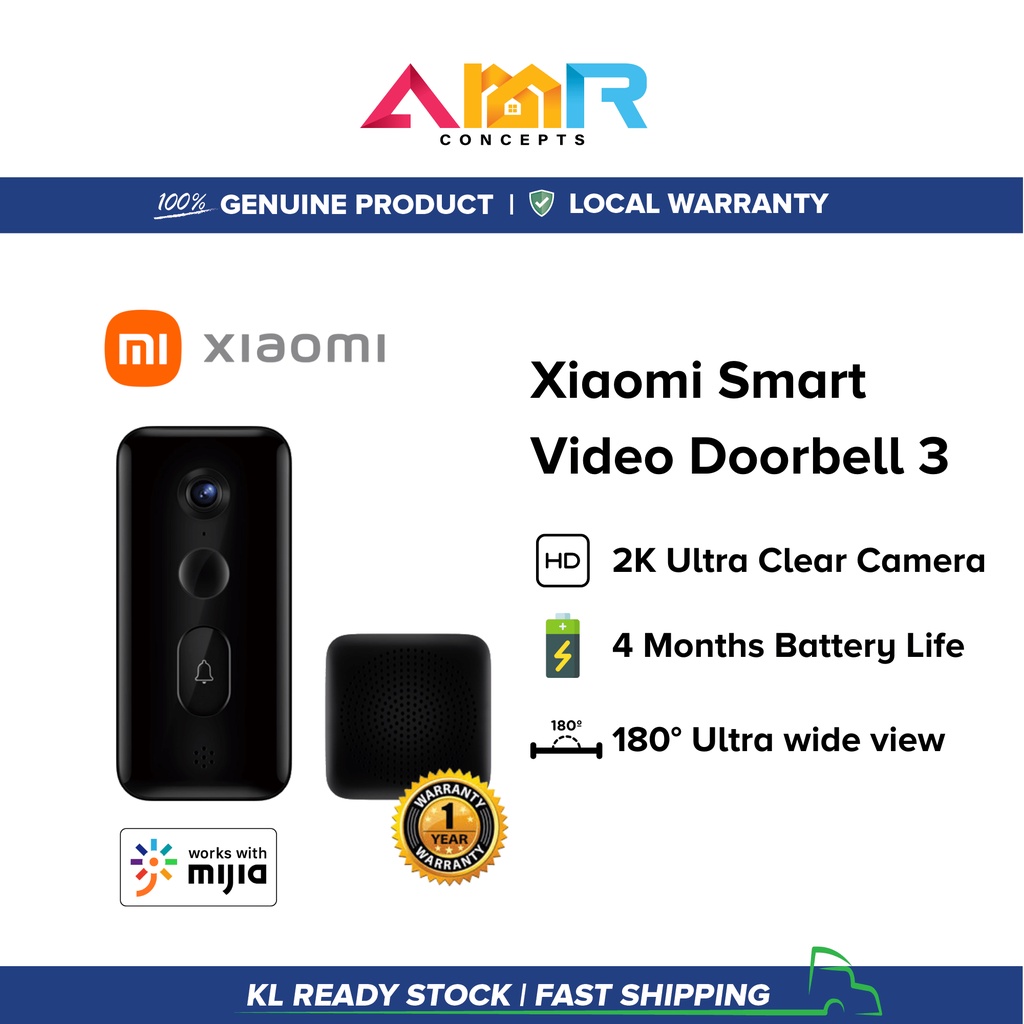 Xiaomi Smart Doorbell 3 Loud Receiver/5200mAh Battery/Twoway