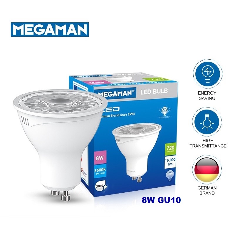 Megaman 8W GU10 Non-Dim LED Light Bulb (3000K-Warmwhite/4000K-Coolwhite ...