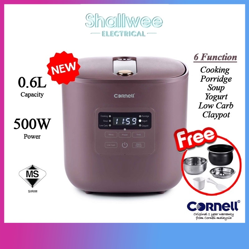 [NEW] Exclusive] Cornell Low Carb Digital Multi Rice Cooker/Porridge/Yogurt 0.6L CRC