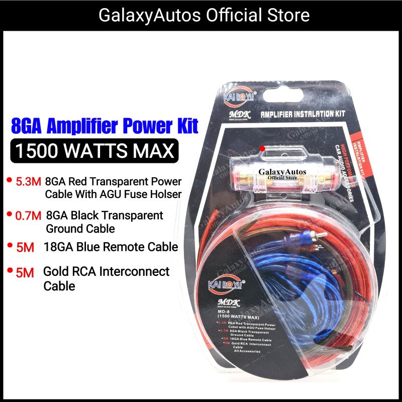 Car Audio 8GA Power Amplifier Subwoofer Kit Amp Wiring Fuse Holder Wire