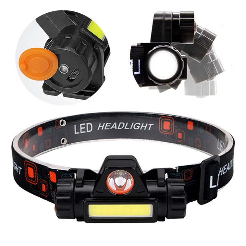 90 Degree Rotate Adjustable LED 12000LM XPE+COB Headlight Rechargeable