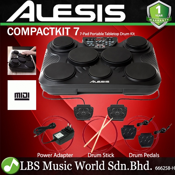Alesis CompactKit 7 Pad Portable Electronic Tabletop Drum Kit with