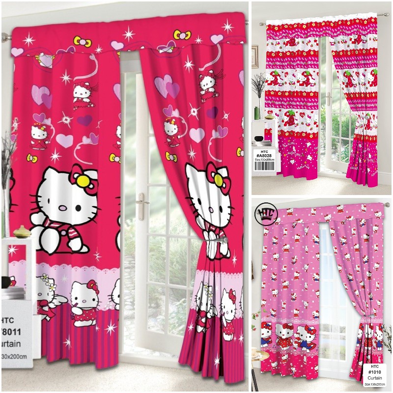Curtain Hello Kitty New Curtain for Window Door Bedroom Semi Cotton ...