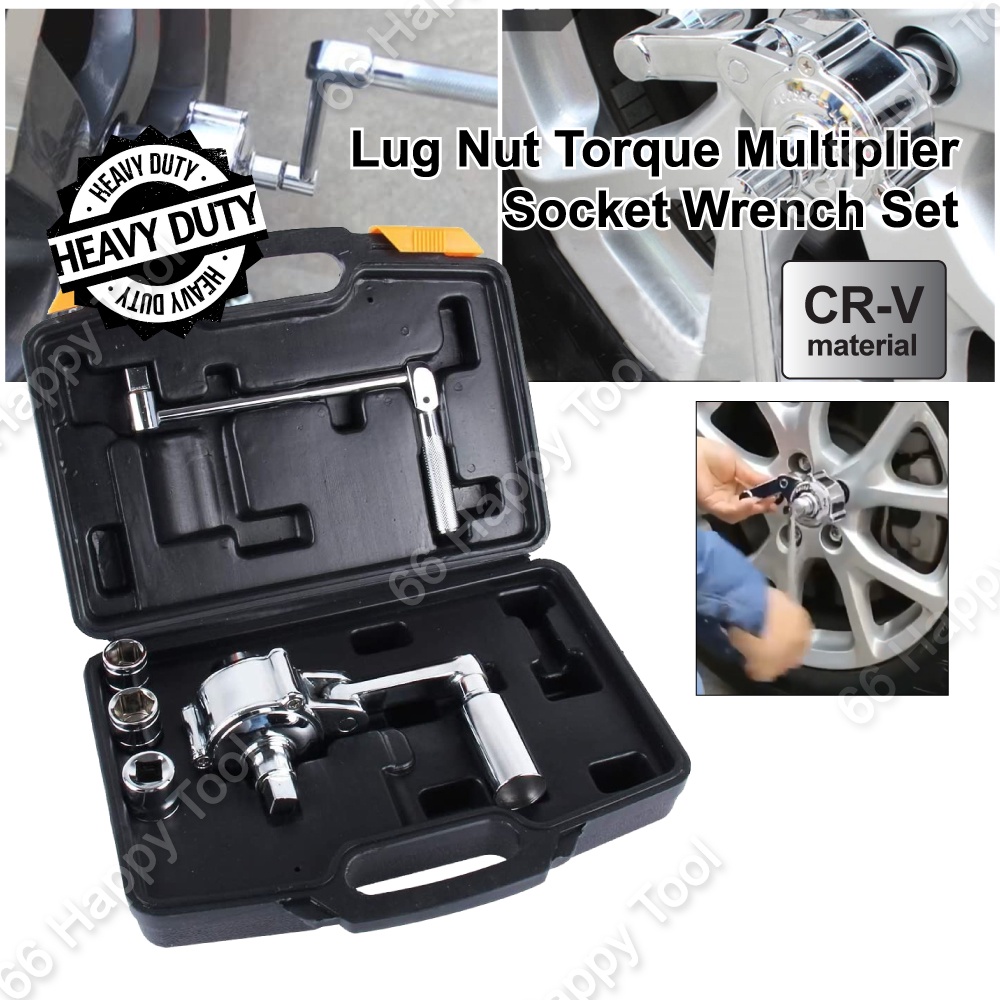 Tire Lug Nut Torque Multiplier Wrench Socket Set Heavy Duty Labor