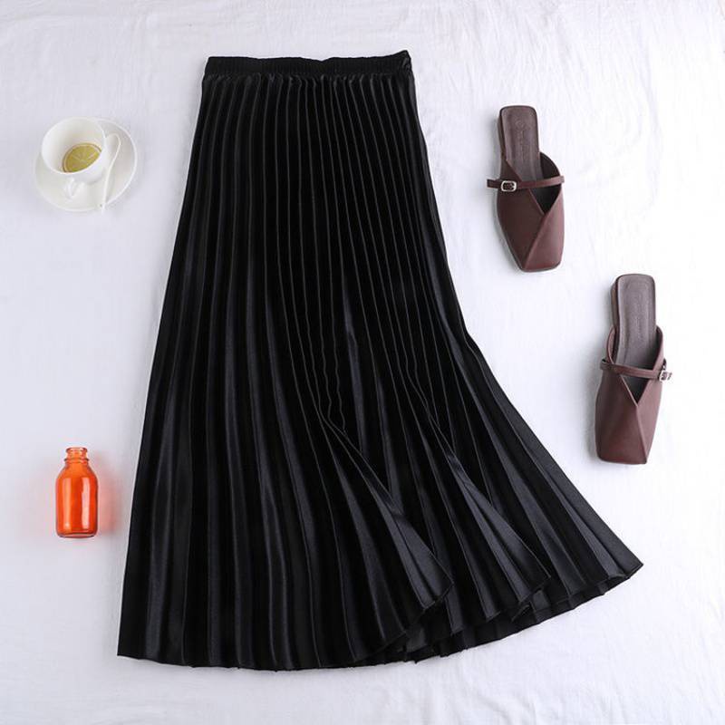 [mimiraco] 98cm Satin Pleated Maxi Skirt / Vintage Skirt Satin Maxi ...