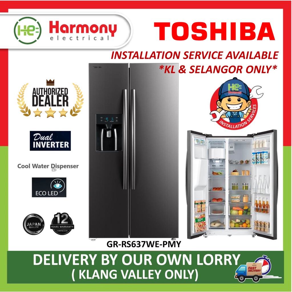 (FREE GIFT + DELIVERY + INSTALL KL) TOSHIBA 573L Side By Side Inverter Fridge GRRS637WEPMY(06