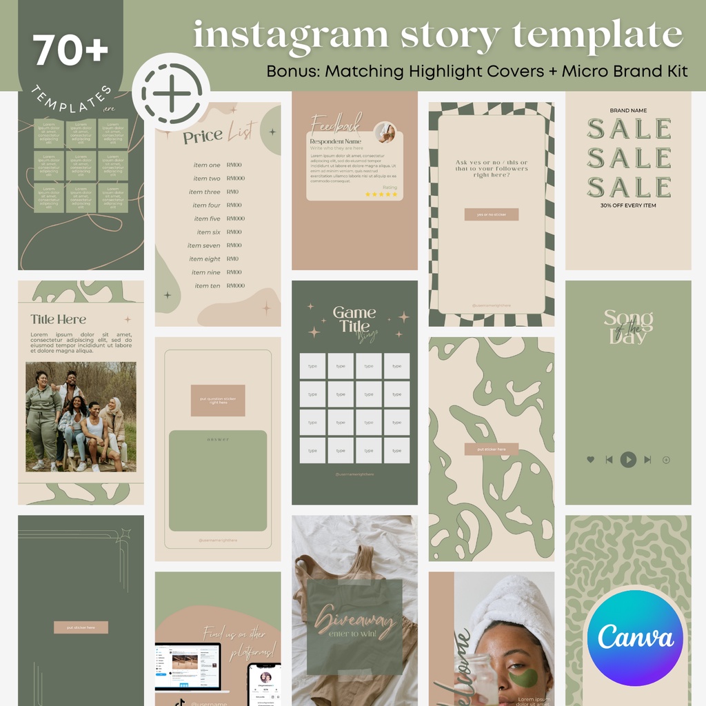 70+ Instagram STORY Template Editable on Canva - BROWN GREEN | Shopee ...