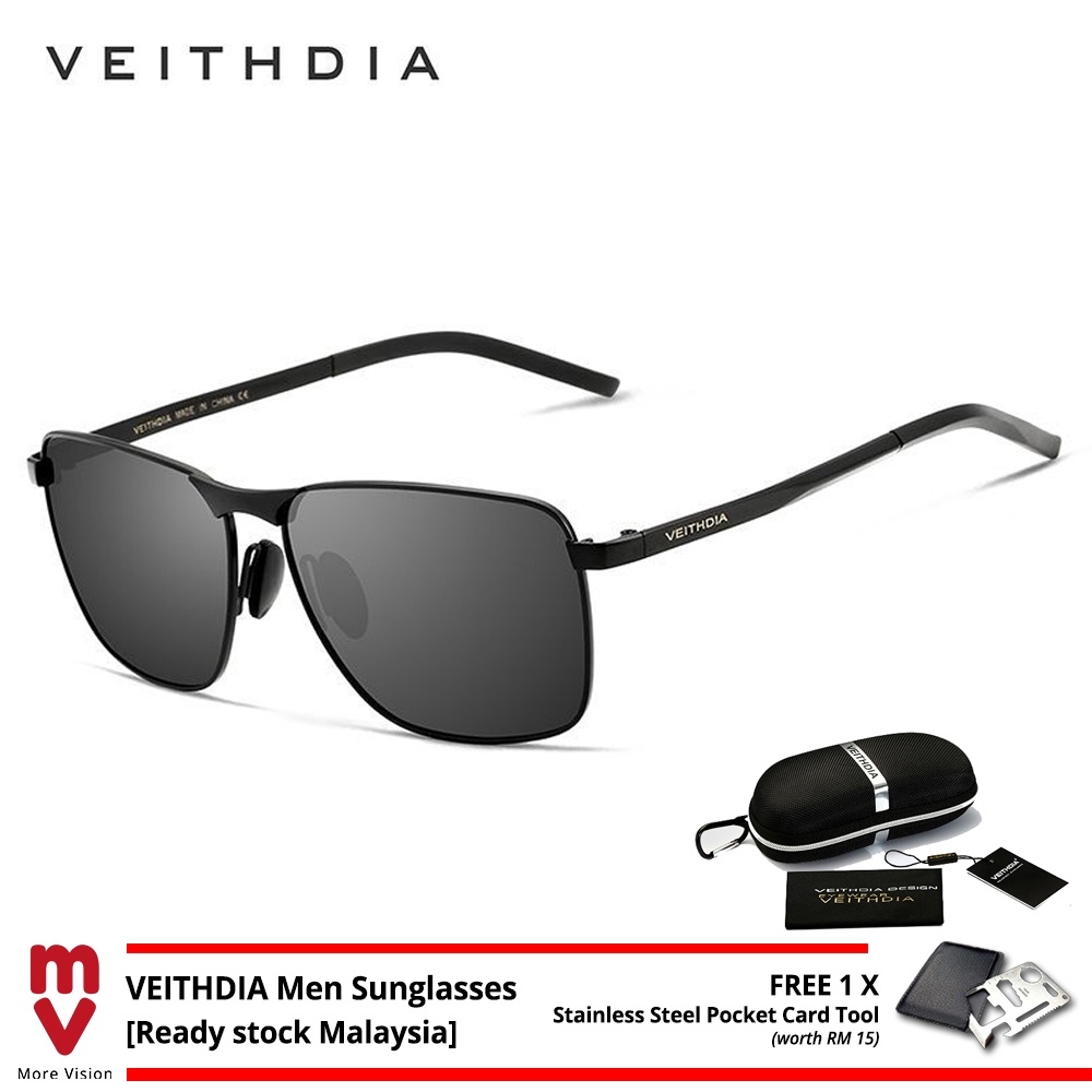 Ready Stock Original VEITHDIA Men Sunglasses Polarized UV400 for