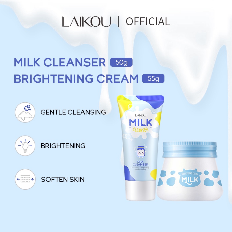 LAIKOU Milk Brightening Cream Moisturizing Foam Cleanser Sun Protection ...