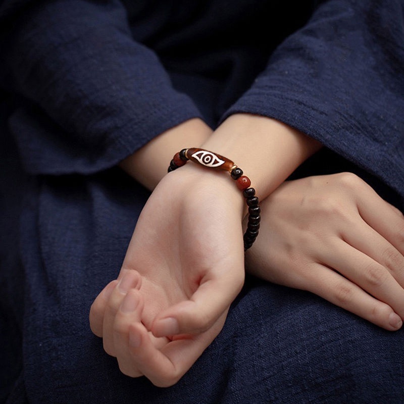 Tibet Tianzhu Bracelet Three Eyes Nine Eyes Natur西藏天珠手链三眼