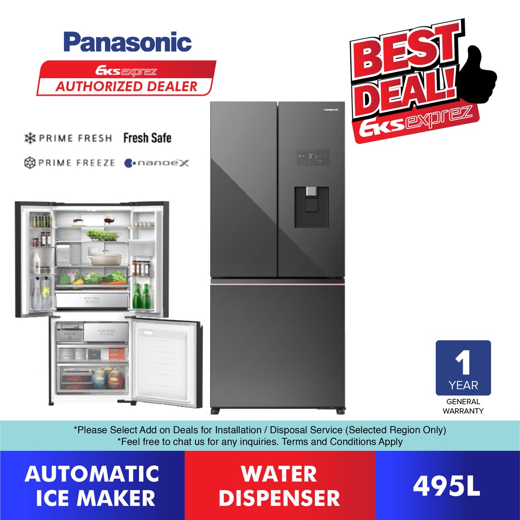 Panasonic Premium 3 Door Fridge (495L) NRCW530XMMM ; Refrigerator with