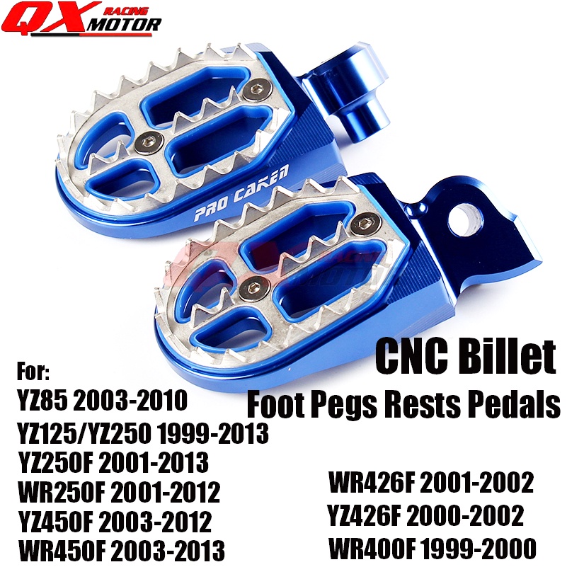 CNC Billet MX Foot Pegs Rests Pedals For YZ YZF WRF YZ85 125 250 YZ250F ...