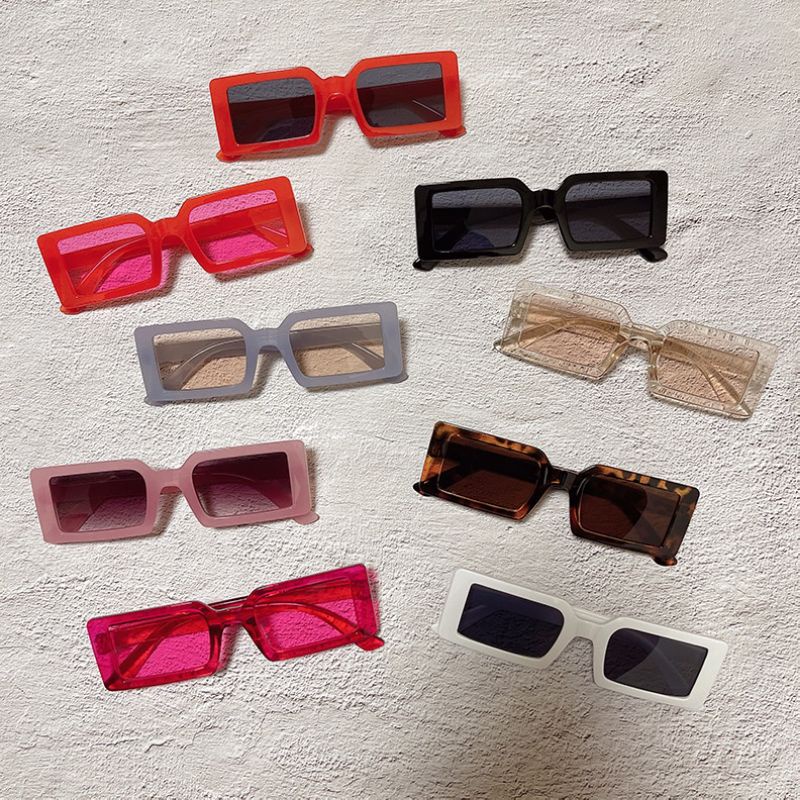 LZ Cermin Mata Hitam Sunglass Stylo Unisex TikTok Segi Empat Rectangle