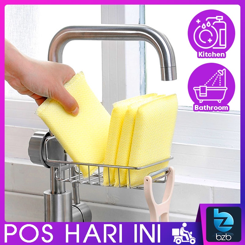 Stainless Steel Soap Sponge Holder Clip Space Saving Rack Kithen ...