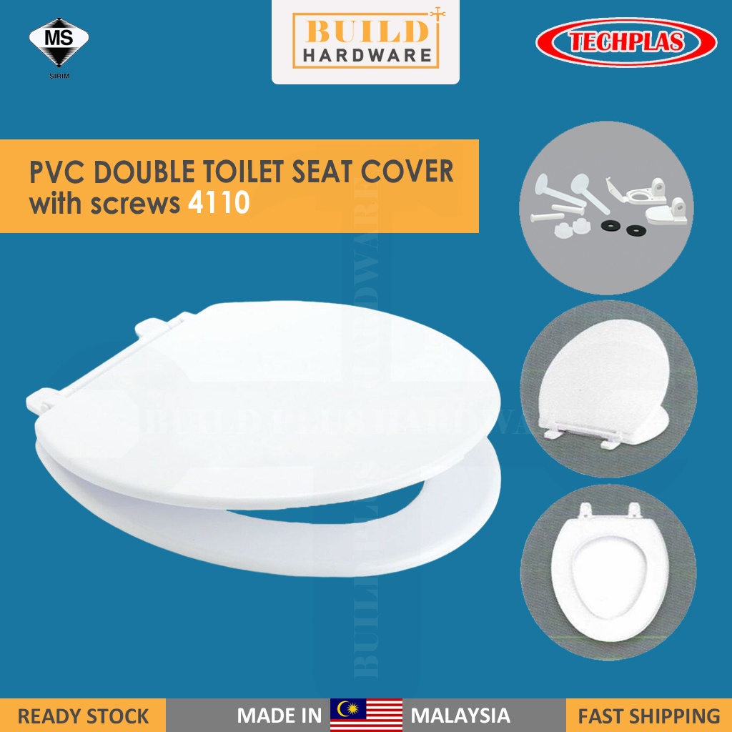 TECHPLAS PVC Double Toilet Seat Full Cover Economy Plastic (White ...