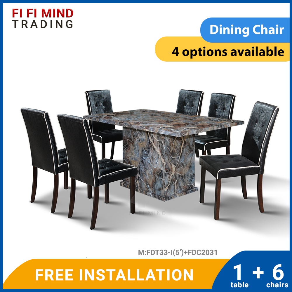 Fendy Marble Dining Set/ Marble Dining Table/ Meja Makan 6 Kerusi/ Meja ...