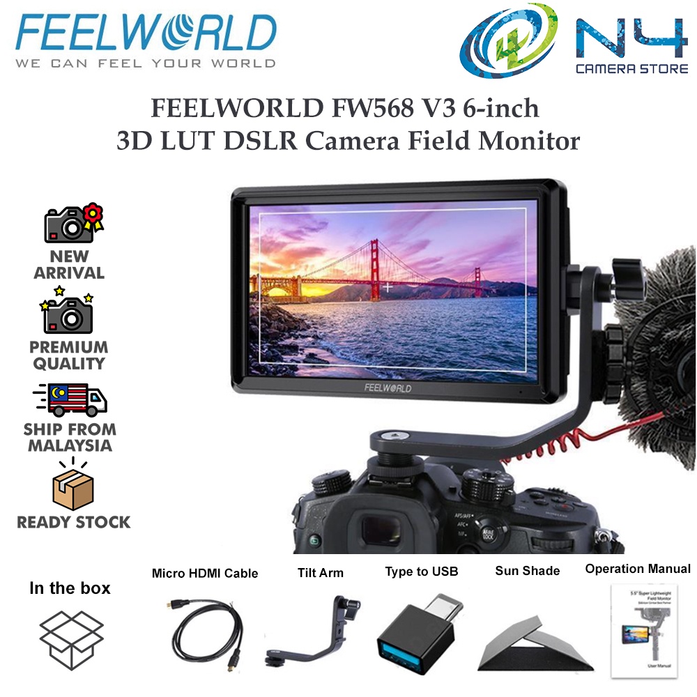 Feelworld Fw568 V3 6 Inch 3d Lut Dslr Camera Field Monitor Ips Full Hd