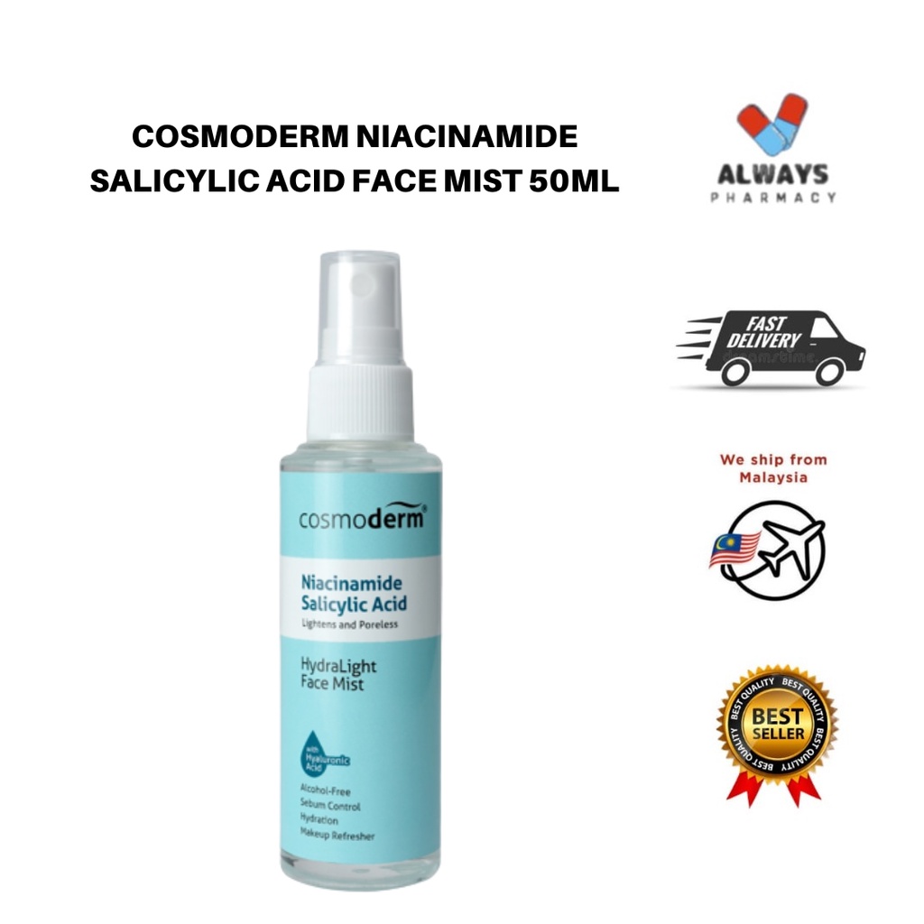 COSMODERM NIACINAMIDE SALICYLIC ACID HYDRA LIGHT FACE MIST SPRAY 50ML