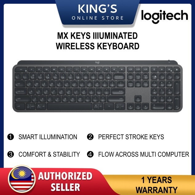 Logitech MX Keys Advanced Wireless Keyboard with Multi OS, Easy-Switch ...