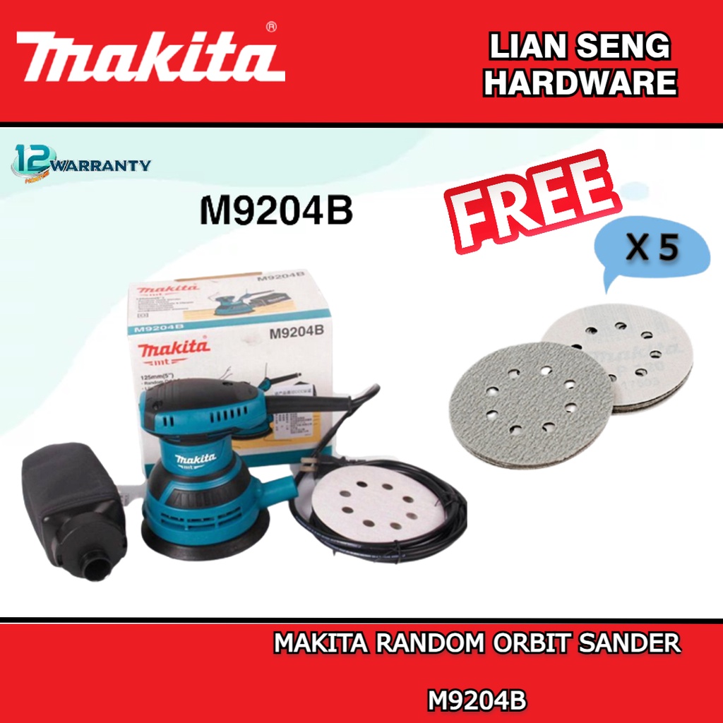 MAKITA RANDOM ORBIT SANDER M9204B ( WITH FREE GIFTS ) Shopee Malaysia