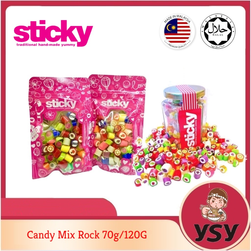 Sticky Candy Mix Rock 70g Gula Gula Sweet Fruits Flavours Handmade Shopee Malaysia 8453