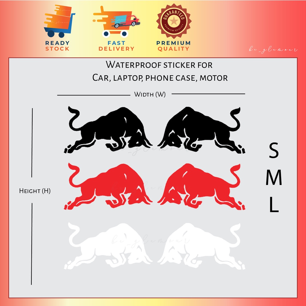 Red Bull Sticker Reflective energy drink bull kereta stiker pantulan