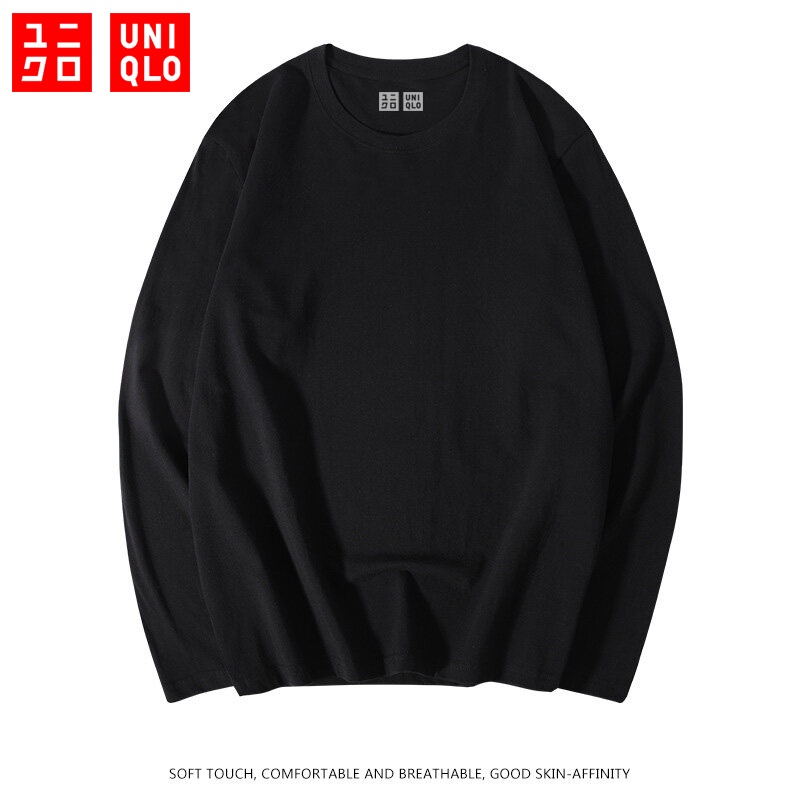 Uniqlo Sweatshirts Autumn Winter Bottoming Shirt Men s and Women s Long Sleeve T Shirts Shirt Top Shopee Malaysia