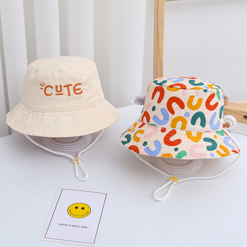 Children's Bucket Hat Doublesided Wear Boys Girls Thin Sun Visor Baby