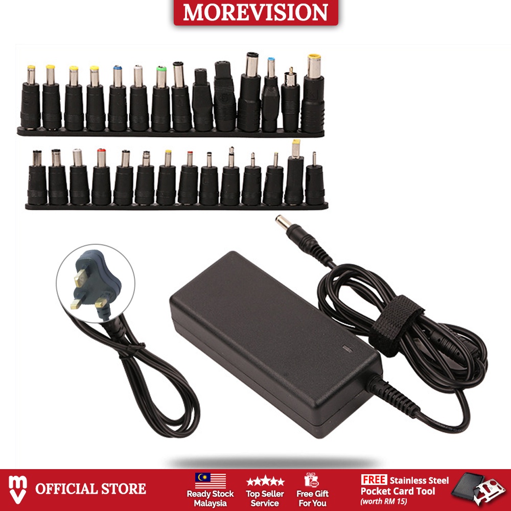 Universal Laptop Charger 28 Changeable Heads Msia 3 Pin Plug 90w +Free