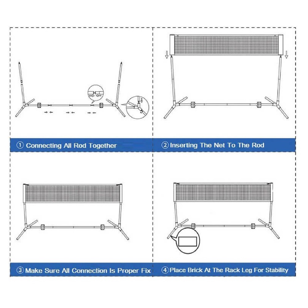 🎁GIFT🎁 Portable Badminton Net 3.1m Adjustable Jaring Badminton Easy ...