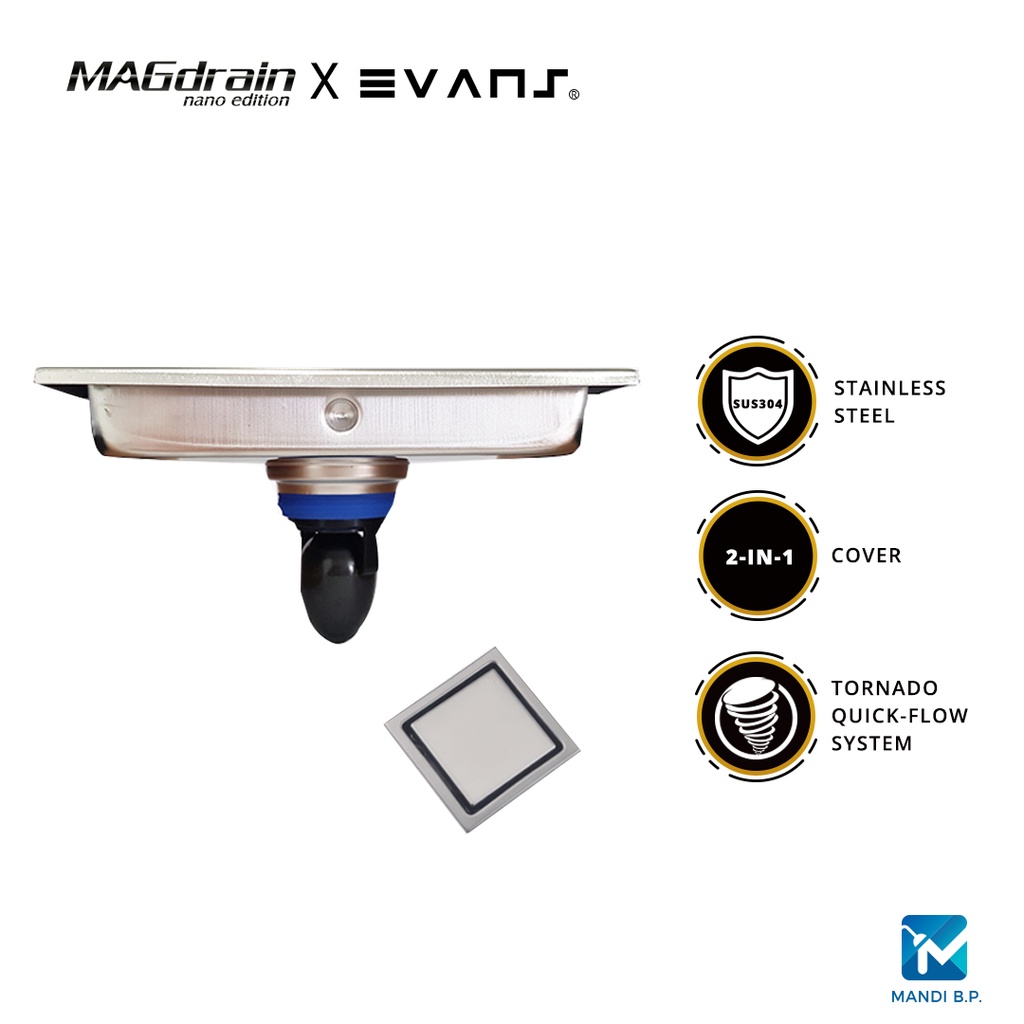 Magdrain X Evans Stainless Steel Floor Drain / Floor Trap /