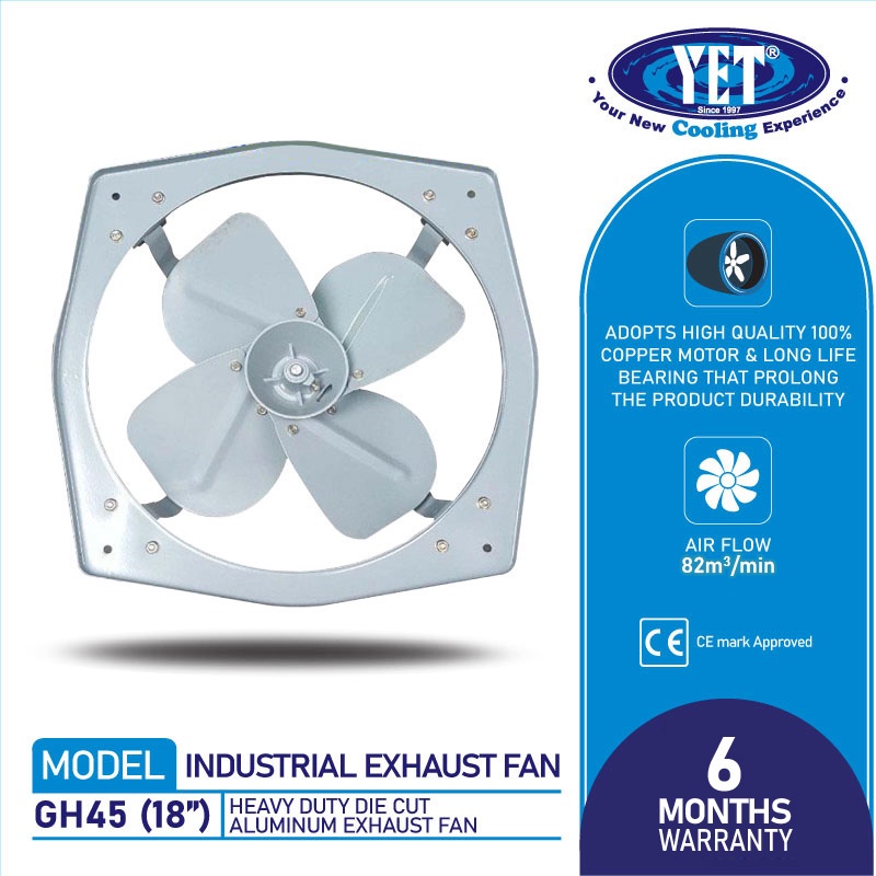 YET GH45 18'' 18 Inch Heavy Duty Industrial Exhaust Fan with High ...