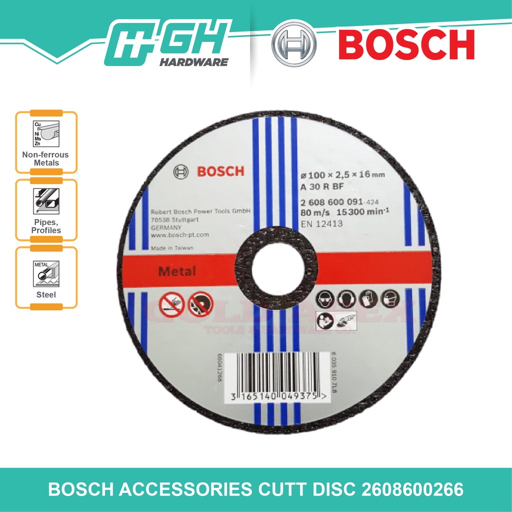 [ GH HARDWARE ] BOSCH 4 Inch Cutting Disc For Metal ( 2608600266 ...