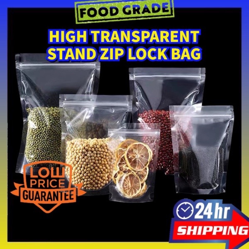 50pcs Transparent Zip Lock standing plastic bag Shopee Malaysia