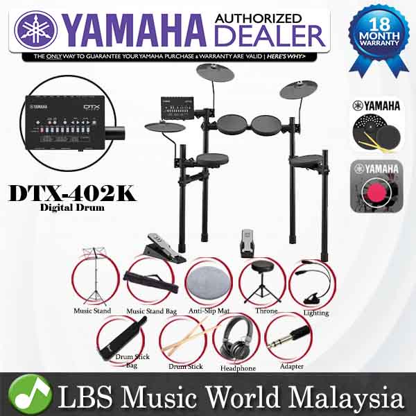 Yamaha Digital Drum DTX 402K Electronic Drum Kit Package DTX 402