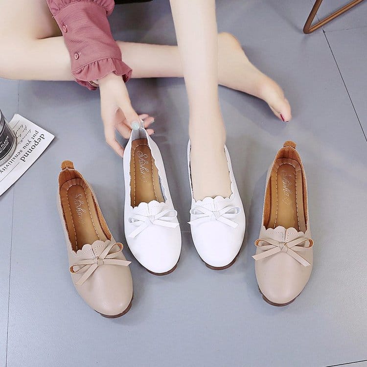 BSWPFO19 Fashion Flat Ribbon Shoes Women Casual Faux Suede Low Heel ...