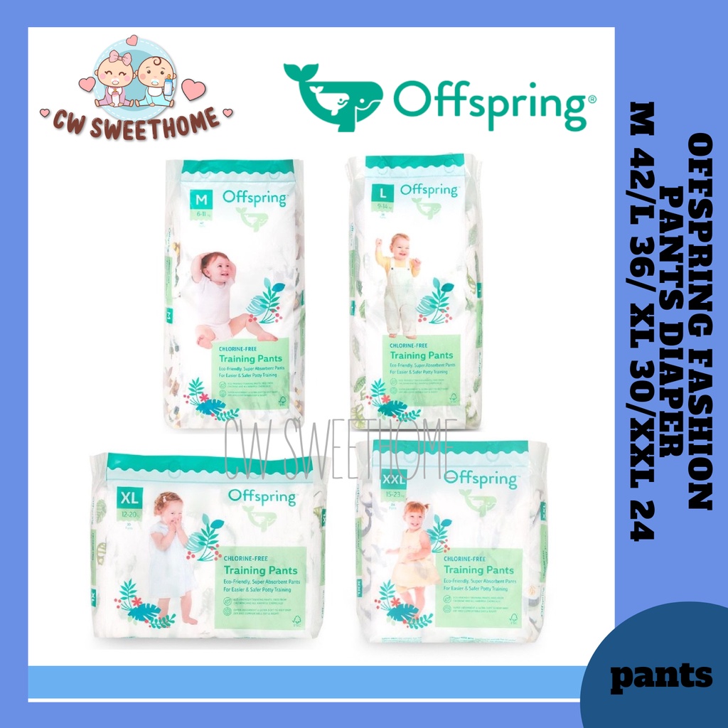 OFFSPRING FASHION PANTS DIAPERS (M 6-11KG 42PCS)(L 9-14KG 36PCS)(XL 12 ...