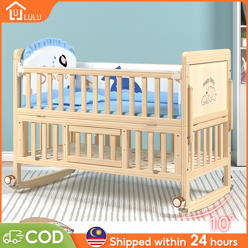 LULU Double Layer Multi Functional Wooden Pine Crib Natural Nontoxic