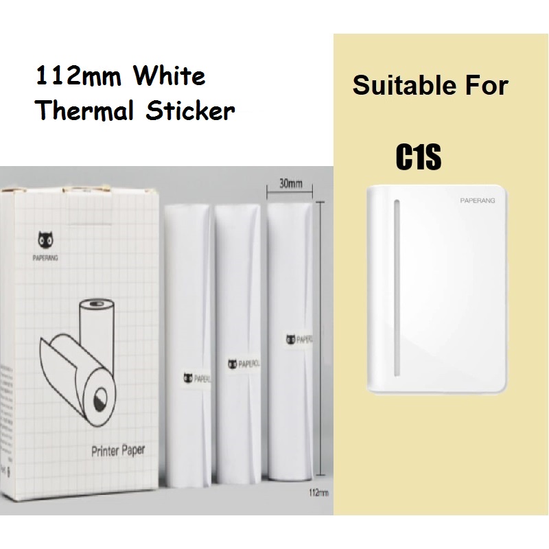 Paperang White Sticker 112mm Thermal Sticker Roll SUITABLE FOR C1S ONLY ...