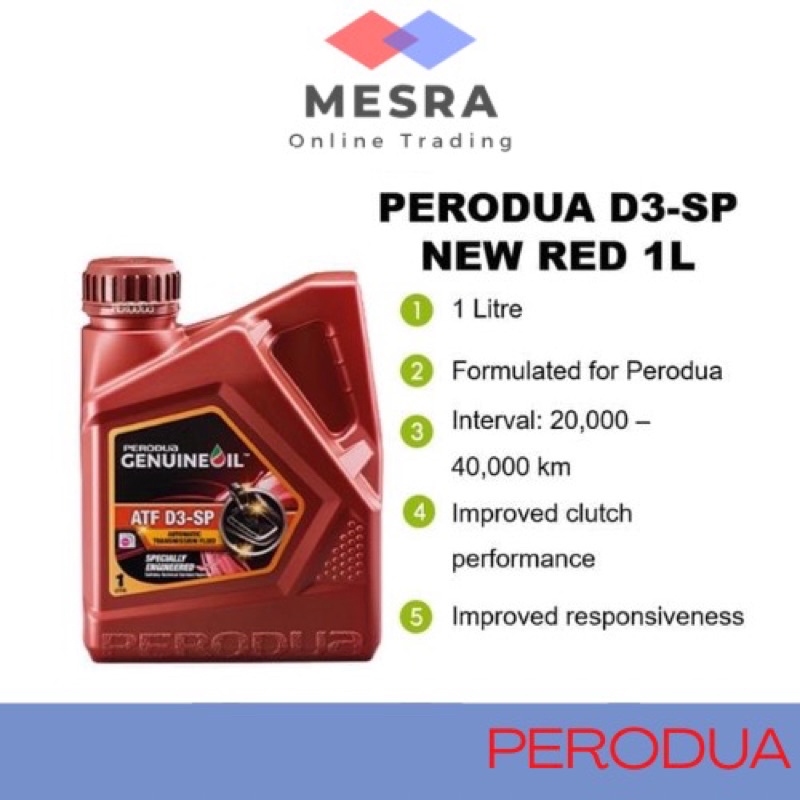 PERODUA ATF D3SP RED NEW 1L AUTO TRANSMISSION FLUID GEAR OIL MINYAK
