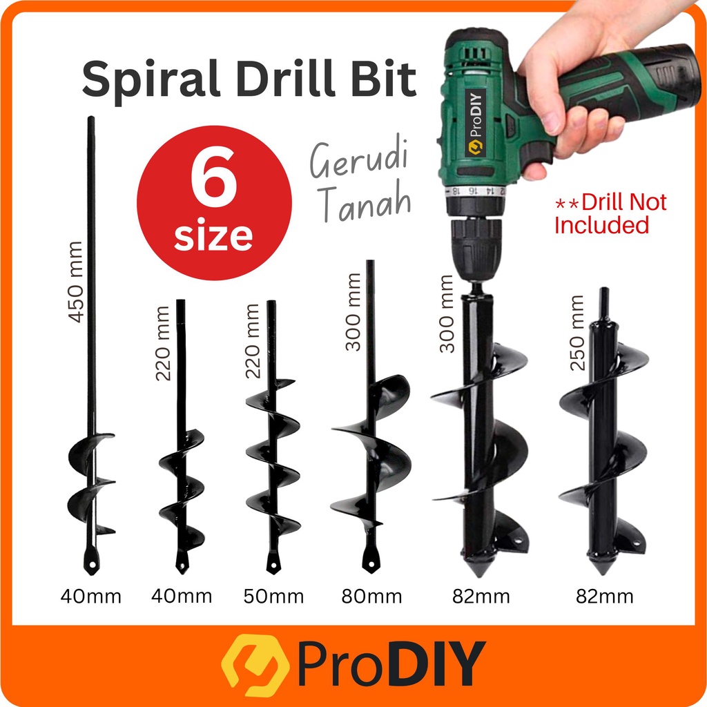 VEVOR Auger Drill Bits For Planting Set Of 3, Garden Auger Drill Bit