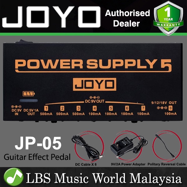 Joyo JP-05 Multi-Voeding Met Powerbank - 8 Uitgangen Voor Gitaarpedalen Met Ingebouwde 4400mAh Batterij