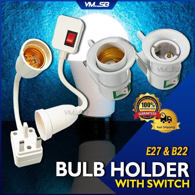 Lamp Bulb Plug Holder Adapter Suis Lampu with ON OFF Switch E27 B22 ...